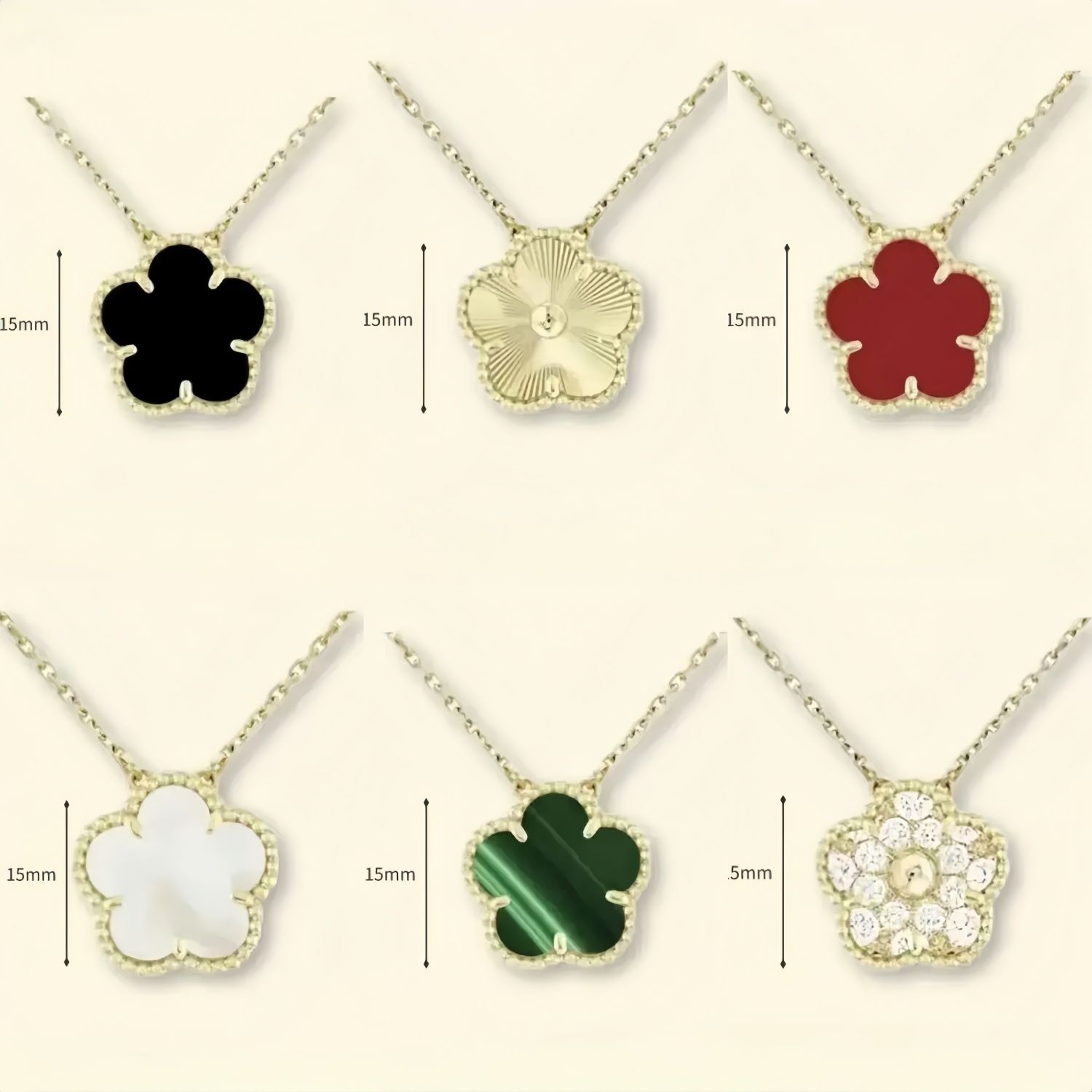 flower necklace designer for women classic clover necklace 15mm stainless steel iewlery mother of pearl diamonds pendant necklace designer iewelry women gift box - 2 of 9