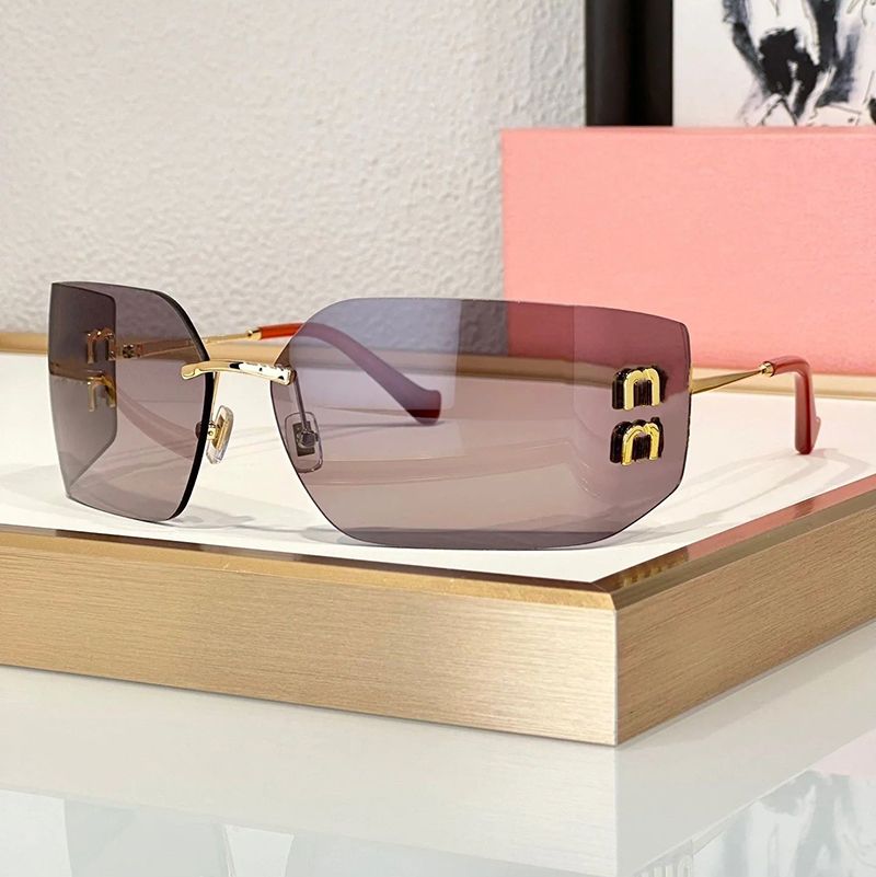 Designer Sunglasses for womens sunglasses men sunglass woman rimless frame mirror cat eye shades luxury sun glasses for women Y2K spicy girl gift High quality - 2 of 8
