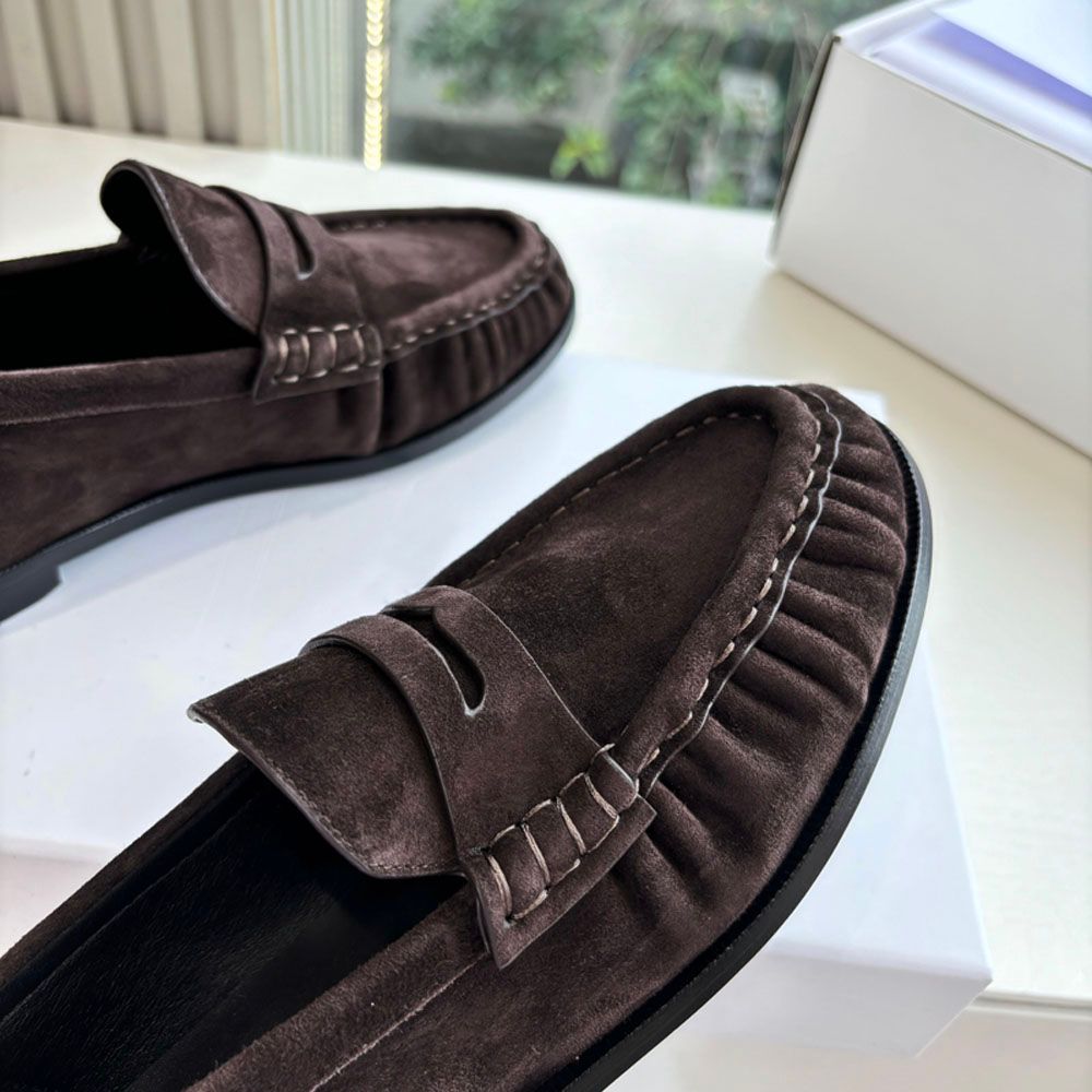 High quality Classic brown Suede Women's loafers slip on shoes Flat heel dress shoes designer loafers for women laidy holiday Leisure Driving shoes Mule slippers 35-43 - 4 of 8