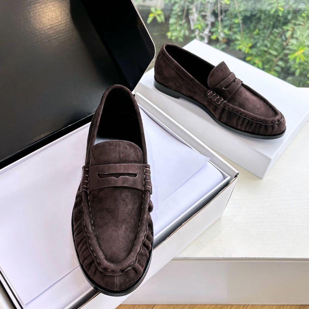 High quality Classic brown Suede Women's loafers slip on shoes Flat heel dress shoes designer loafers for women laidy holiday Leisure Driving shoes Mule slippers 35-43 - 3 of 8
