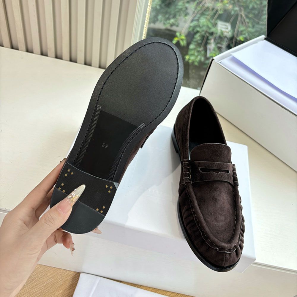 High quality Classic brown Suede Women's loafers slip on shoes Flat heel dress shoes designer loafers for women laidy holiday Leisure Driving shoes Mule slippers 35-43 - 7 of 8
