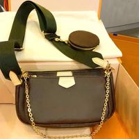 Brown flower dark green strap 3in1