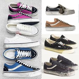 Free Shipping Designer Classic Pearlized Canvas Shoes Men Sneakers Women Old Skools Shoes Pearl Retro Skate Flats Scarpe Plate-forme Trainers Casual Shoes 1083 - kalmora