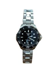 TAG HEUER Aquaracer Professional 300M Automatic Men's Watch Size Stainless Steel Case Leather STRAP Silver Case New - kalmora