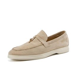 Casual Shoes Men's Walking Driving Unisex All Genuine Leather Loafer Sheepskin Suede Flat Women's Large - kalmora