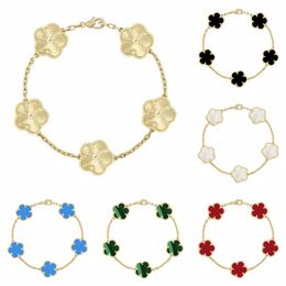 have 5 flower bracelet designer jewelry women bangle classic wedding gift white mother-of-pearl diamond bracelet fashion charm 18K gold plated 4 leaf clover bracelet - kalmora