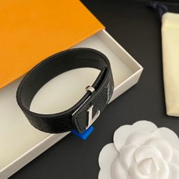 Luxury Men Leather Bracelet Bangle Black With Womens Birthday Gifts Bangle Hand Jewelry Christmas Fashion Style Gift Bracelet - kalmora