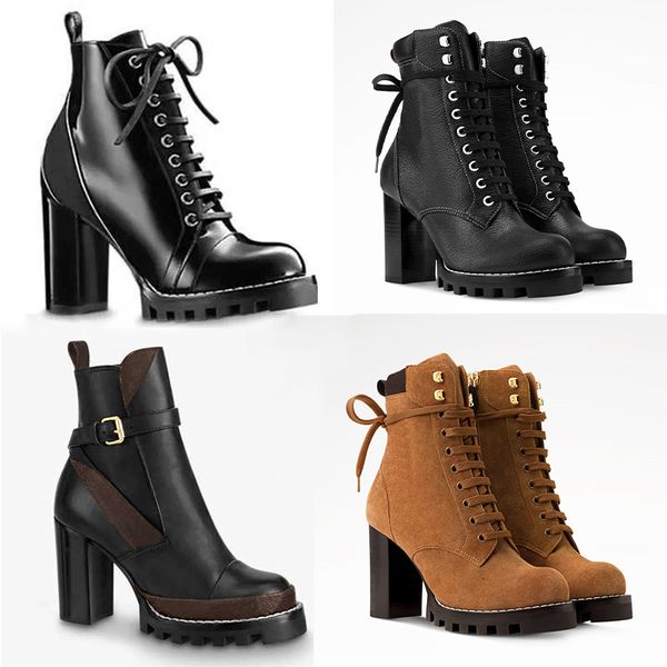 2026 New Designer Star Trail Ankle Boots Women High Heels Boot Classic Martin Desert Boots Girls Lady Suede Leather Boots Print Letter Platform Boot Shoes 013 - Shoes & Accessories - kalmora