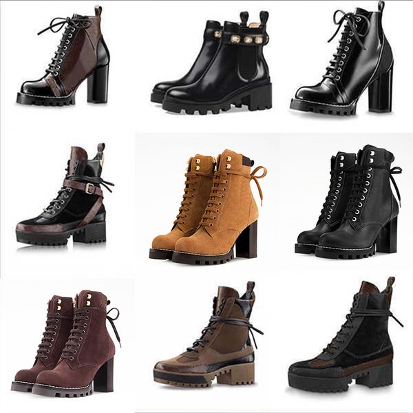 2026 Designer Star Trail Ankle Boots Martin Desert Boot High Heels Boots Women Leather Boots Vintage Print Jacquard Textile Fashion Platform Suede Boot Shoes 013 - Shoes & Accessories - kalmora