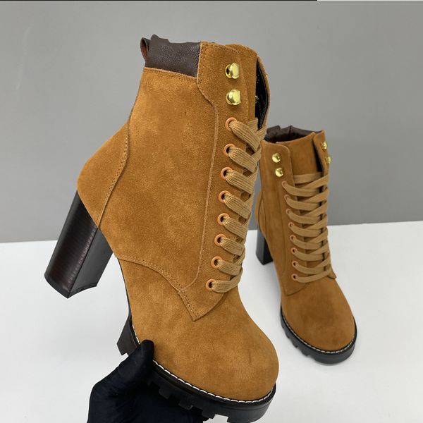 Suede Star Trail Boots Designer Women Boots Leather High Heels Winter Martin Boot Womens Ankle Booties Vintage Style 013 - Shoes & Accessories - kalmora
