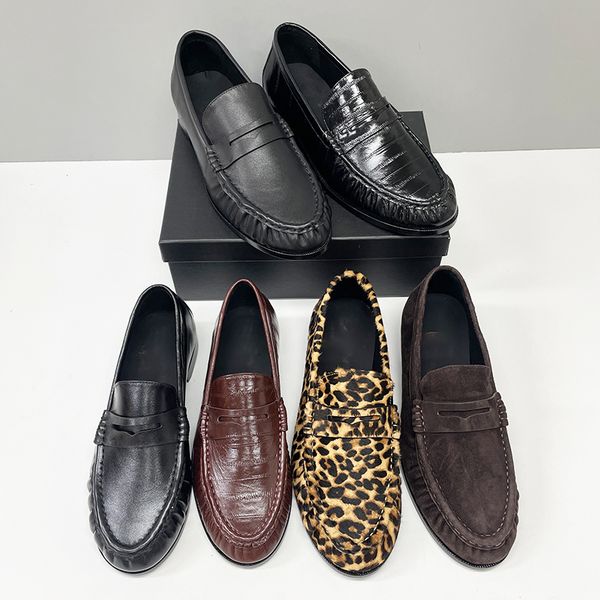 10A Designer Pleated Penny Loafers For Men Women Genuine Leather Le Loafer Mules Slippers Creased Suede Flat Shoes Large Size EU47 Dress Shoes 1137 - Shoes & Accessories - kalmora