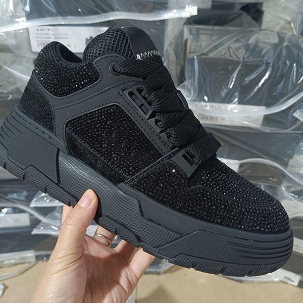 Designer Comfortable Platform Casual Shoes with Rubber Sole for Men and Women MA-1 Sneakers Crystal Embellished Genuine Leather Sneakers 973 - Shoes & Accessories - kalmora