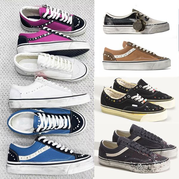Free Shipping Designer Classic Pearlized Canvas Shoes Men Sneakers Women Old Skools Shoes Pearl Retro Skate Flats Scarpe Plate-forme Trainers Casual Shoes 1083 - Shoes & Accessories - kalmora