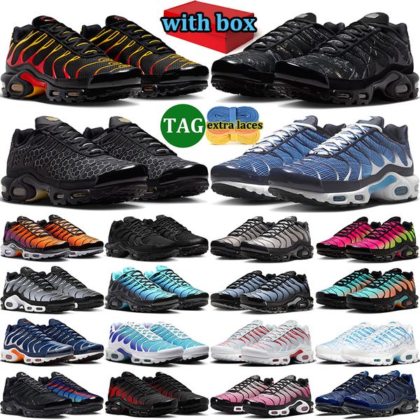 with box tn tns plus sneakers men women designer running shoes durable trainers outdoor comfortable sports shoe Triple Black White Grey Midnight Navy - Shoes & Accessories - kalmora
