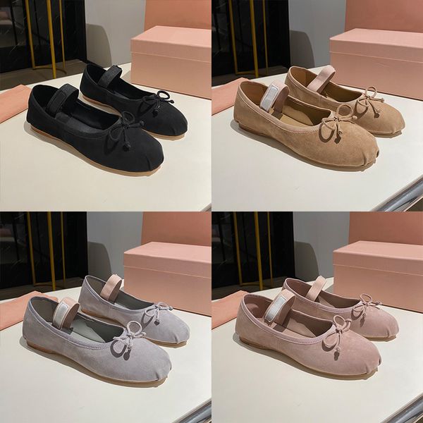 Designer Loafers Ballet Flat Shoes Women Leather Sandals Butterfly Soft Sole Suede Sneaker Elastic Band Shallow Mouth Mary Janes Casual Shoes 1062 - Fashion Collection - kalmora