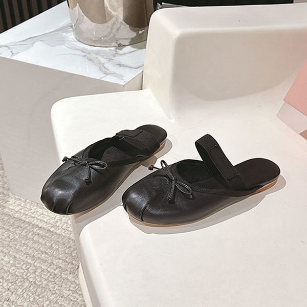Fashion Girls Pink Satin Ballet Flats Ballerinas Luxury Bow Silk Mary Janes Leather Mules Round-toe Dress Shoes 1062 - Shoes & Accessories - kalmora
