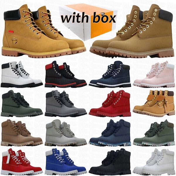 With Box Designer Boots Cowboy White Black Blue Pink Hiking Ankle Booties Men Women Winter Shoes tan bottom Platform Half Boot - Bags, Shoes & Accs - kalmora