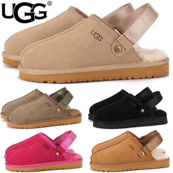 UGG Women's Goldenstar Platform Slippers Adjustable Strap Back Band Suede Shearling Lined Slip On Winter Outdoor Mule Slides Multiple colors - Shoes & Accessories - kalmora