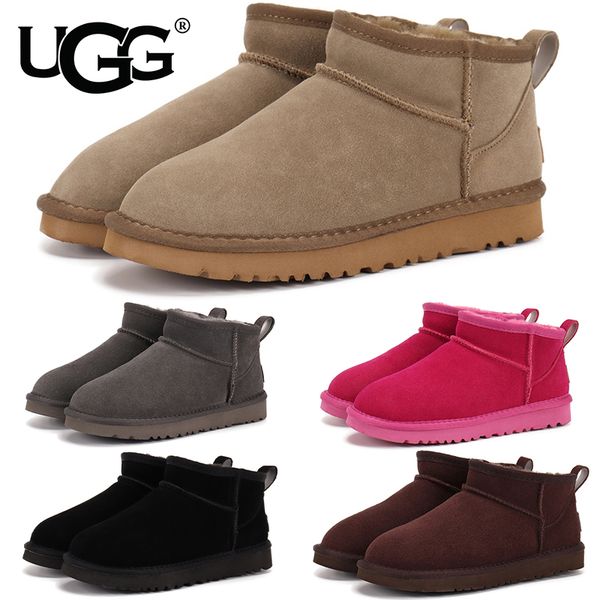 UGG Women's Classic Ultra Mini Snow Boots Suede Shearling Lined Flat Sole Anti-slip Warm Winter Ankle Boots Multiple colors - Shoes & Accessories - kalmora