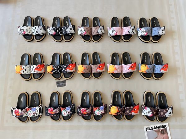 Louis Vuitton X Takashi Murakami Character Sandal Slide Sandals For Women Non Slip Thick Sole Cute Casual Beach Vacation Summer Slippers Multiple colors - Shoes & Accessories - kalmora