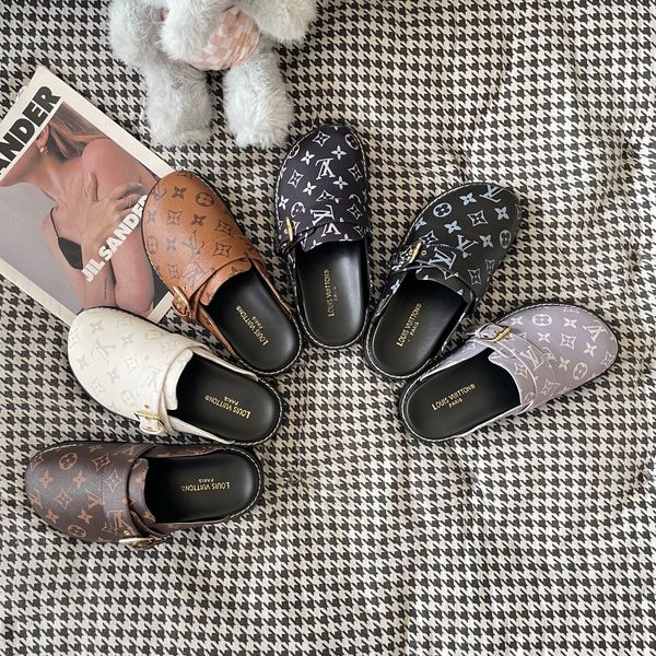 Louis Vuitton Cosy Flat Comfort Clog Easy Mule Women Gold Luxury Monogram Print Slipper Soft Flat Sole Outdoor Casual Walking Slippers Multiple colors - Shoes & Accessories - kalmora