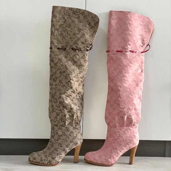 women over the knee boots winter canvas cowboy boots high heel boots fashion dress shoes womens designer shoes boots party wear 684 50 - Shoes & Accessories - kalmora