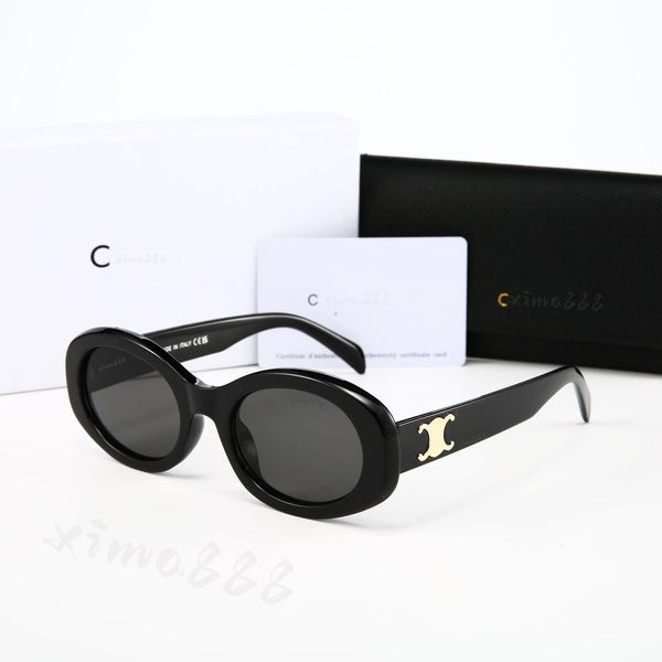 Designer Sunglasses Black Acetate Frame Dark Gray Lens Sunglasses For Women UV400 Nylon Lenses Polished Metal Luxury Sunglasses Oval Cat Eye Glasses - Bags, Shoes & Accs - kalmora