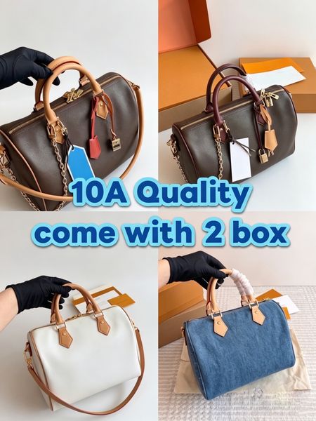 Women's Designer-Style Boston Duffle Bag Genuine Leather Classic Pattern Canvas Shoulder Bag Vintage Boston Crossbody Handbags Tote Fashion Purse Travel Bag PRPU - Bags, Luggage & Accessories - kalmora