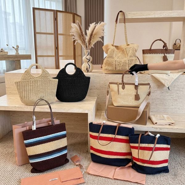 Designer Straw Beach Bags for Women Large Tote Women Crochet Handbags Summer Shoulder Bag Lady Travel Hobo Bag Purses Big Capacity Woven Shopper Holiday Bag PRPU - Bags, Luggage & Accessories - kalmora