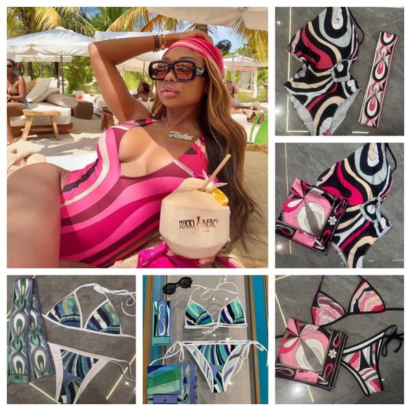 Women's Bikini Swimsuit Colorful Split V Neck 3 Piece Set With Scarf Skirt Sexy Designer Beachwear For Vacation Bathing Suits - Apparel - kalmora