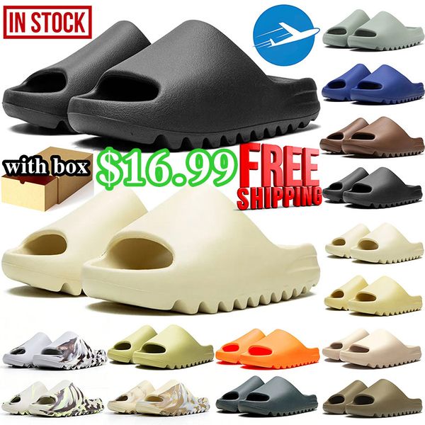 free shipping with box designer mens womens slides slippers sandals desert sand Bone Resin Slate Grey Glow Green slide sandal shoes summer - Shoes & Accessories - kalmora