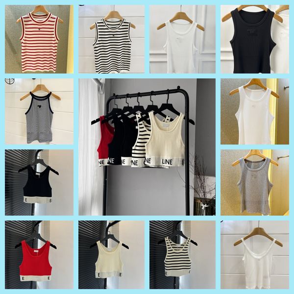 Women's T Shirts Women Tank Top Womens Designer Shirt Black White Strip Letter Summer Short Sleeve Ladies Clothing Size S-L Camis Tops Femme - Apparel - kalmora