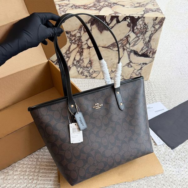 Designer Bag Shoulder Bag Handbag City tote bag Classic Brown and Black Monogram Bag Classic coated monogram canvas Smooth leather trim Bag Best Selling Commuter Bag - Bags, Luggage & Accessories - kalmora