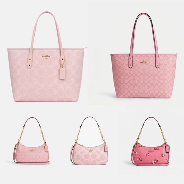 Pink Tote Bag Designer Bag Large Capacity Bag Women's Shopping Bag Canvas With Metal Hardware Classic Fall Winter Fashion BagClassic Fall/Winter Fashion Bag - Bags, Luggage & Accessories - kalmora
