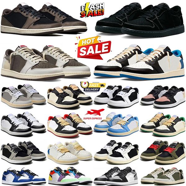 Designer 1s Low Basketball shoes OG 1 sneakers Black Phantom Triple White University Blue Bred Toe Light Smoky Grey Mens Womens Outdoor Sports trainers Size 36-47 - Shoes & Accessories - kalmora