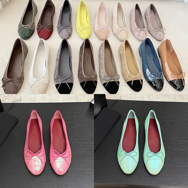 Top Quality Women Suede Ballet Flats Designer Velvet Loafers Bow Mesh Sandals Dinner Dress Shoes Girls Slip-On Wedding Party Boat Shoes 891 - Shoes & Accessories - kalmora