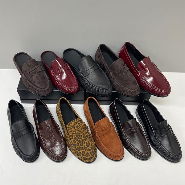 Top Quality Ruched Penny Loafers Le Loafers Backless Mules Designer Men Women Creased Real Leather Suede Slip On Flat Dress Shoe Classic Daily Street Shoe Size EU35-47 - Fashion Collection - kalmora