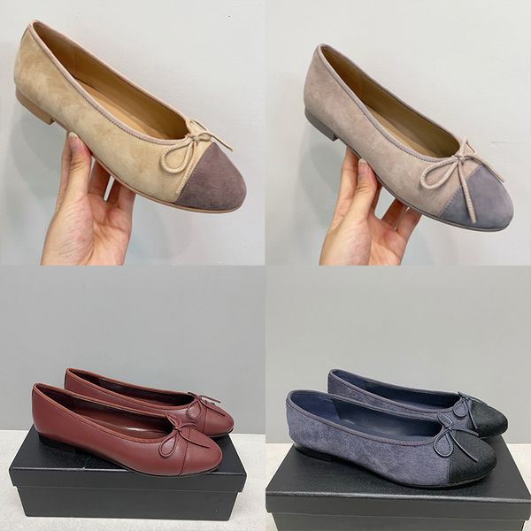 New Women Fur Ballet Flats Ballerine Velours Sandals Designer Bow Ballerina Shoes Loafers Ballet Sneakers Round Toes Leather Dress Shoes 891 - Fashion Collection - kalmora