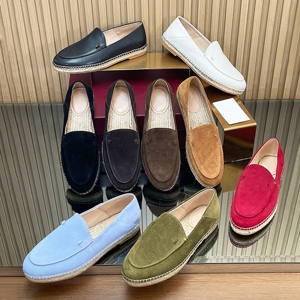 Chic Women Loafer Slides Espadrille Mules Straw Woven Suede Leather Designer Casual Shoes Backless Loafers Breathable Straw Mesh 1034 - Shoes & Accessories - kalmora