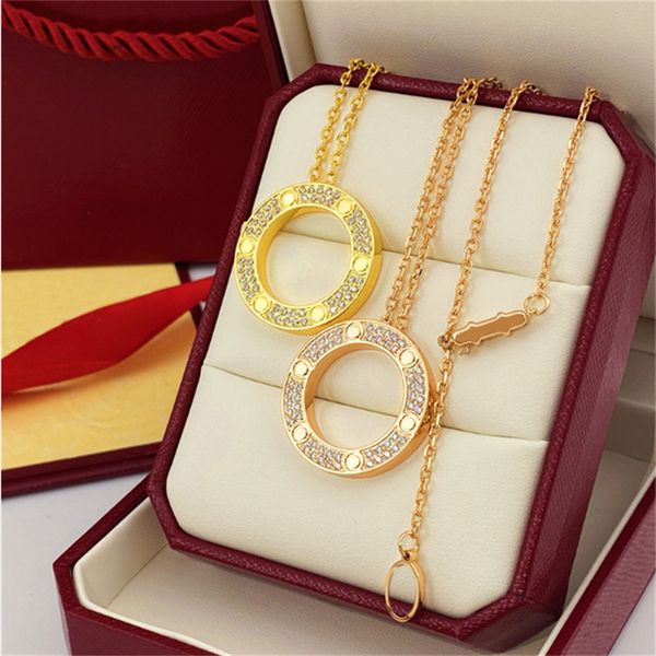 Luxury Designer Necklace Diamond Screw Love Necklaces For Men Cool Aesthetic Double Hoop Cjeweler Chains Woman Pendant Necklaces Ladies jewlery designer for women - Jewelry - kalmora