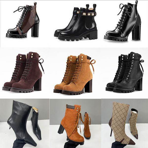 2026 Designer Star Trail Ankle Boots Martin Desert Boot High Heels Boots Women Leather Boots Vintage Print Jacquard Textile Fashion Platform Suede Boot Shoes 013 - Shoes & Accessories - kalmora