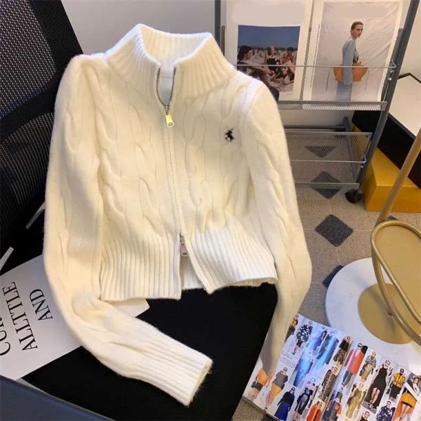 3 Colors Womens Designer Sweater Designer Pullover Fashion Turtleneck Autumn Long Sleeve Cardigan Logo Embroidery Coat Zipper Lady Jacket Tops - Apparel - kalmora