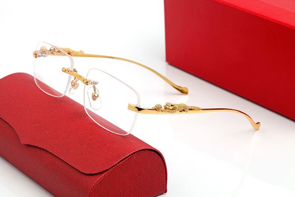 Fashion Designer Sunglasses For Women Vintage Mens Buffalo Horn Glasses Panther Gold Silver Metal Legs Rimless Sunglass Mens Travel Tour Eyeglasses Lunettes gafas - kalmora