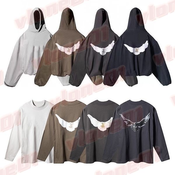 Mens Hoodies Man Women Designer White Dove Pattern Print Long Sleeve Hoodie Designers Womens Street Style Hip Hop Sweatshirt Size S-XL - Apparel - kalmora