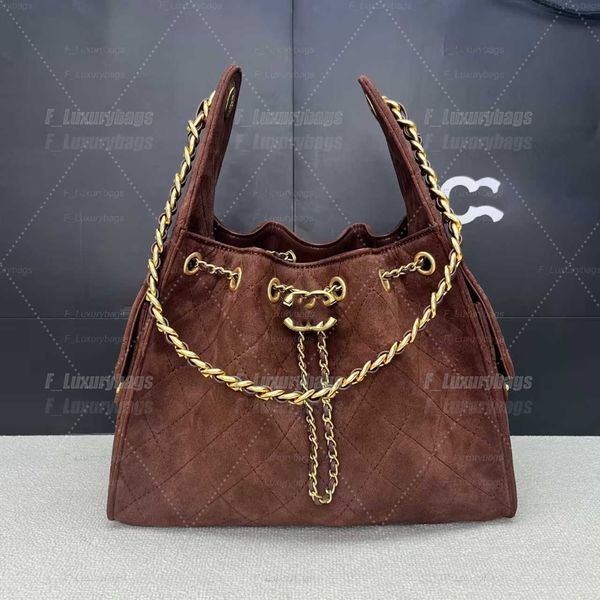 Evening Bags Shoulder Bags Designer shoulder diamond check long chain fashion bucket crossbody bag Big homeless person 25 suede leather grey casual luxury brand - Bags, Luggage & Accessories - kalmora