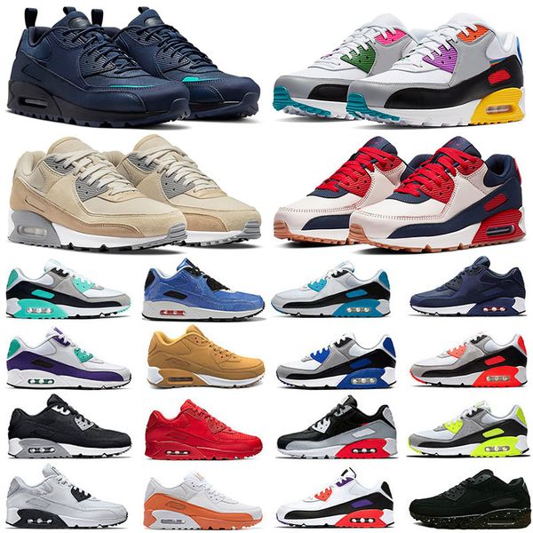 Designer 90 Running Shoes Men Women Fashion Shoes Leather Mesh Triple Black White Red Blue Light Smoke Grey Sneaker Trainers Outdoor Sports Tennis Eur 36-45 - Shoes & Accessories - kalmora