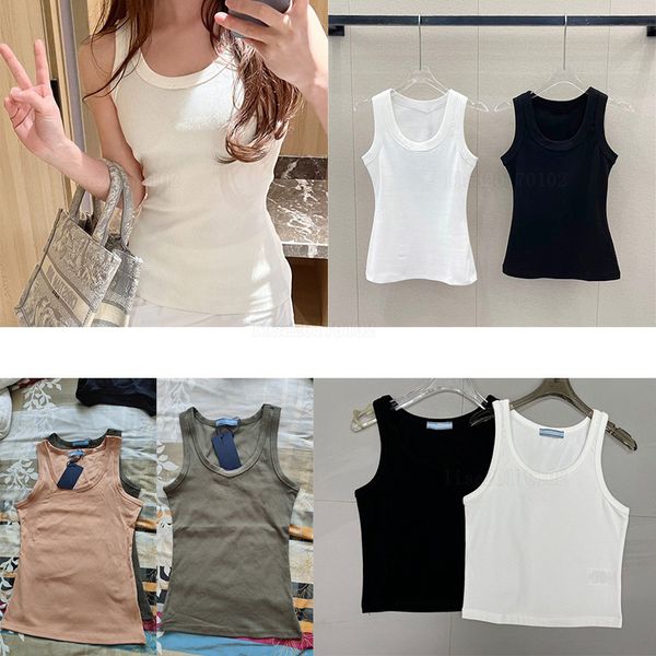 Designer tank top brands summer knitted women's t-shirt tops shirt high elasticity slim fit vest camis sexy sleeveless vest top braces tank - Apparel - kalmora