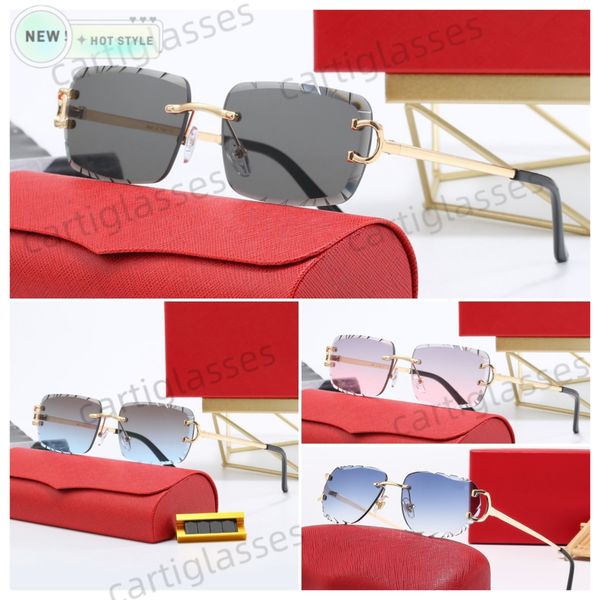 Luxury Designer Sunglasses Mens Rimless Panther Sunglasses Womens Polarized UV Protection Sun Glasses Vintage Driving Shades Lunettes De Soleil Femme - Bags, Shoes & Accs - kalmora