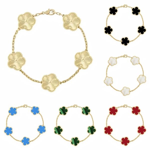 have 5 flower bracelet designer jewelry women bangle classic wedding gift white mother-of-pearl diamond bracelet fashion charm 18K gold plated 4 leaf clover bracelet - Jewelry - kalmora
