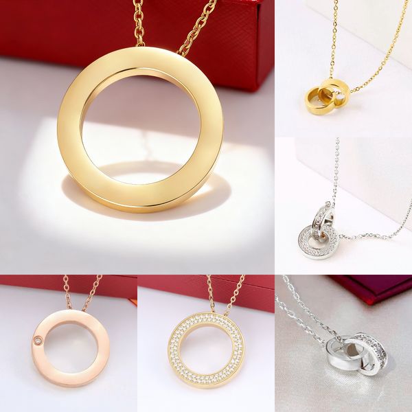 love necklace luxury jewelry designer necklace for woman circle pendant necklace with diamond 45cm screw necklace cross stone stainless steel necklace womens gift - Jewelry - kalmora